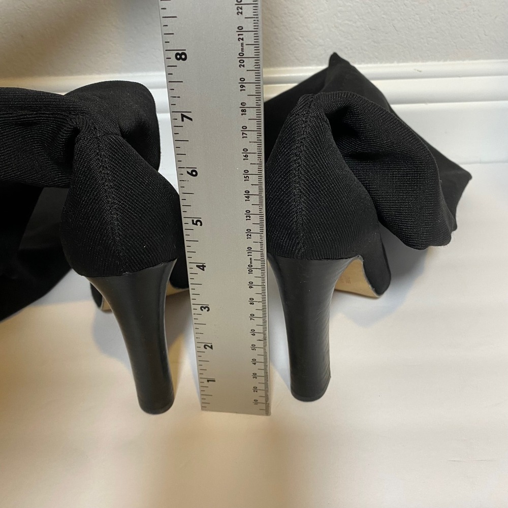 The Fix Black Knit Thigh High Boots Pointed Toe Block Heel Size 9.5 Minimalist - Picture 4 of 9